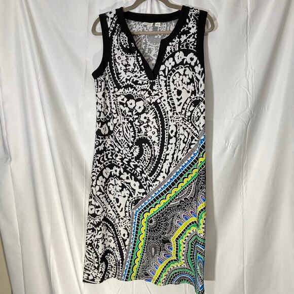 Cato Black White Paisley Print Sleeveless Shift Dress Size Large - Picture 1 of 4